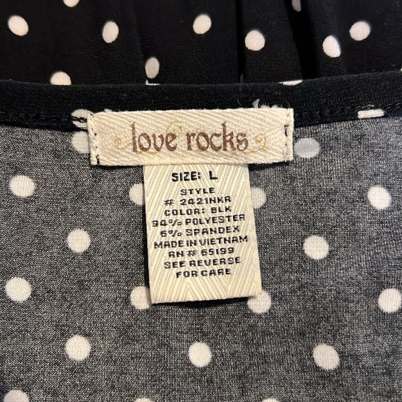 Love Rocks Asymmetrical Short Sleeve V-neck Polka Dot Dress Knee Length W5* - Picture 3 of 4